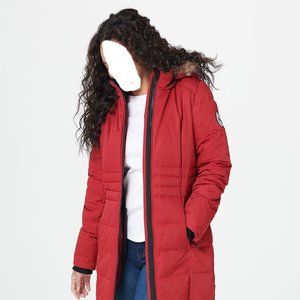 Arctic Expedition Quilted Zip Front Down Coat with Hood -4X